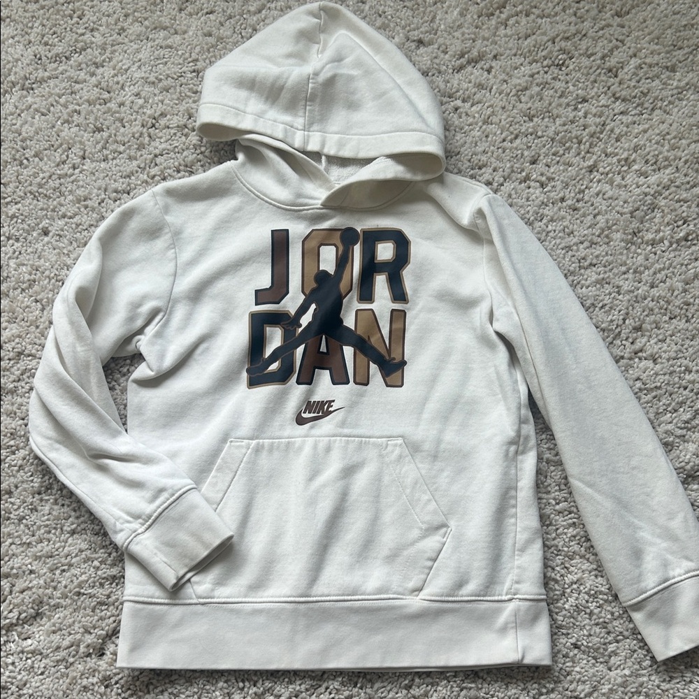Nike Jordan White Hoodie with Logo